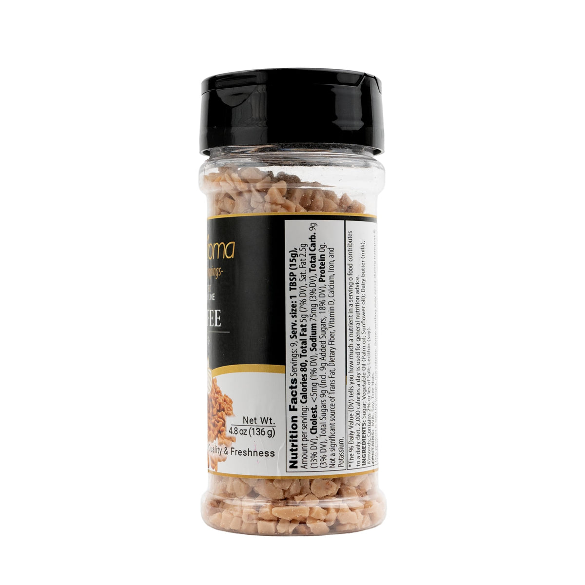 GranAroma Toffee Bits sprinkled on oats or yogurt for flavorful boosts