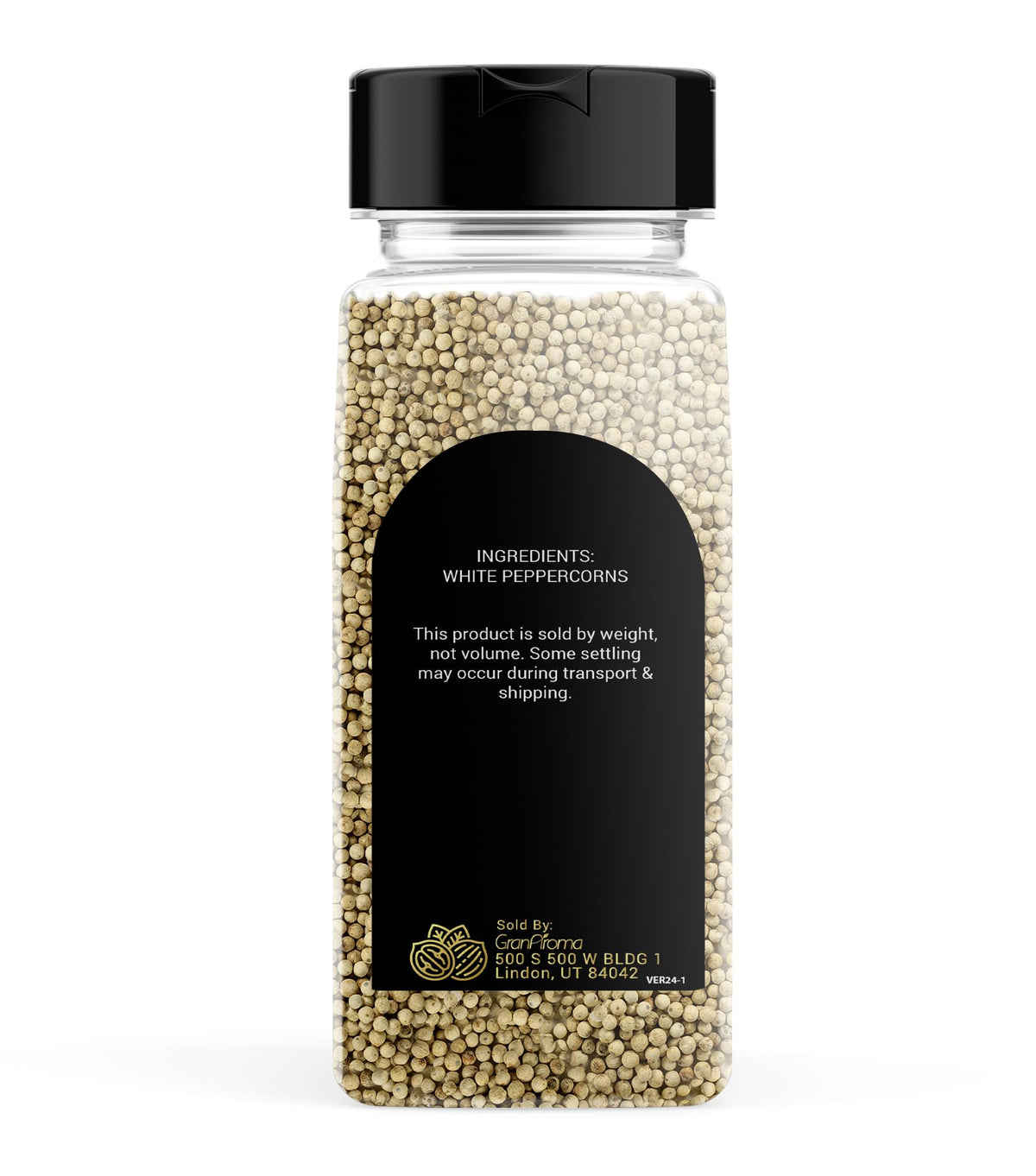 GranAroma white peppercorns whole berries close-up highlighting bright aroma.