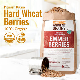 Grand Teton Emmer Wheat Berries in bulk – great for breakfasts and salads.
