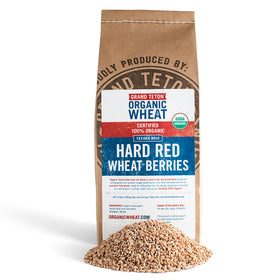 Grand Teton Yecora Rojo wheat berries in packaging for kitchen storage and baking prep