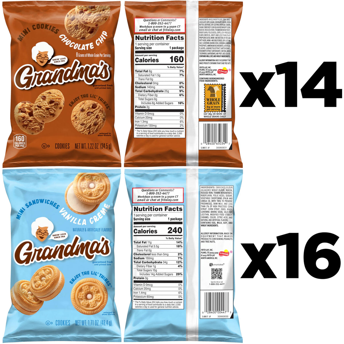 Grandma's Mini Cookies variety pack display—great for sharing at gatherings.