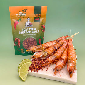 Grandpa Kong Roasted Shrimp Salt Mild on fruit dipping for savory-sweet balance.