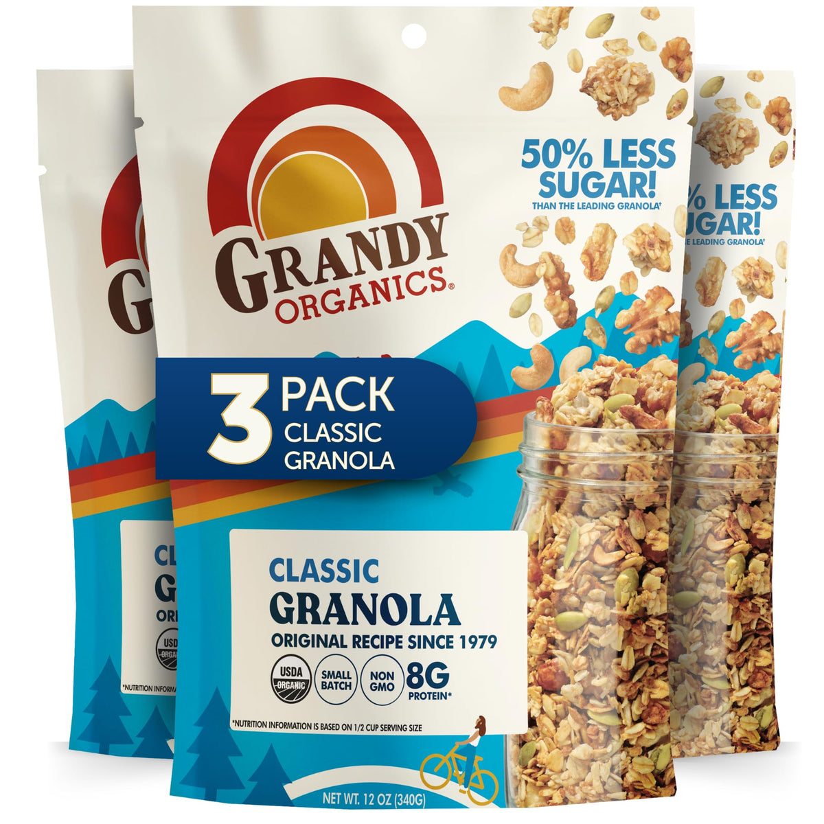 Grandy Organics Classic Granola with oats and pumpkin seeds for a protein-rich breakfast