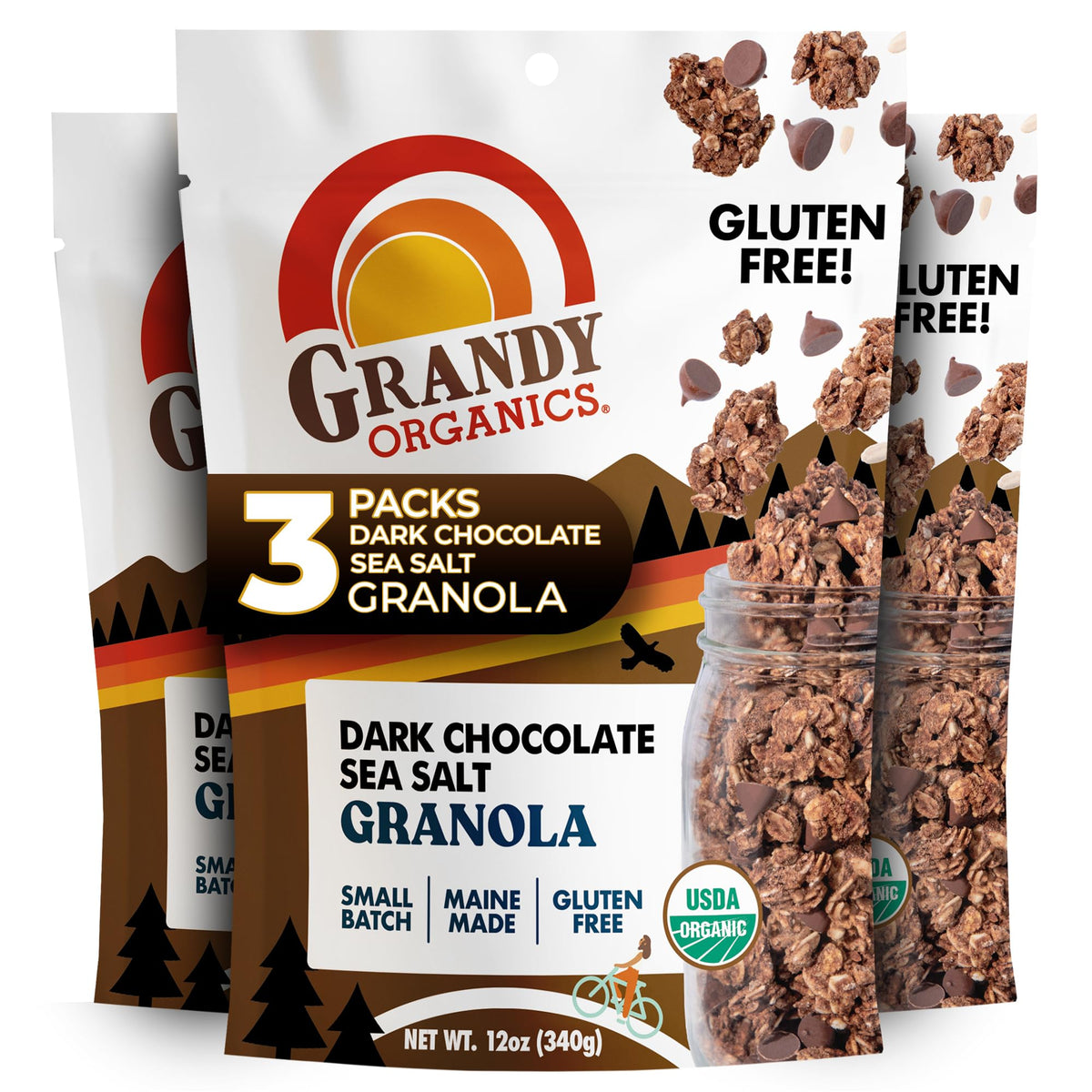 Grandy Organics granola front-pack, organic and gluten-free snack