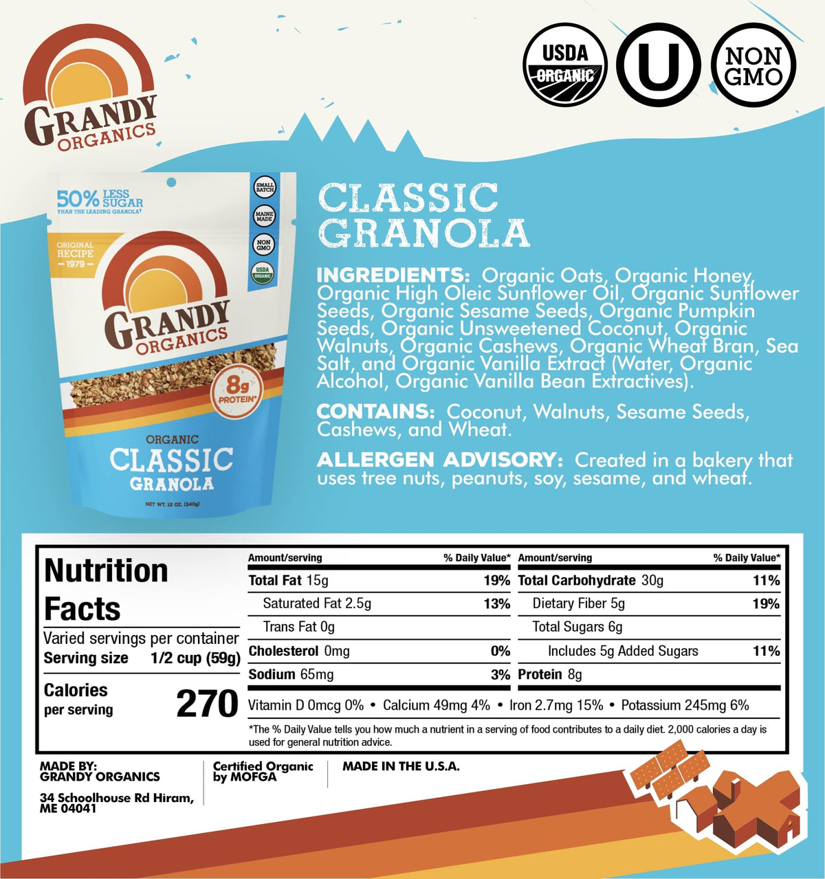 Grandy Organics granola smoothie bowl topping offers a quick energy boost