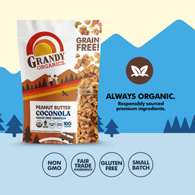 Grandy Organics granola provides 5 grams of protein per serving