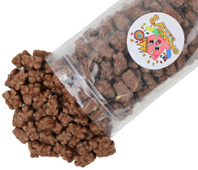 Grandys Candys milk chocolate covered gummi bears bulk 1lb bag ideal for party snacks.