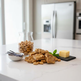 Granny's Confections Peanut Brittle pieces arranged for dessert platter