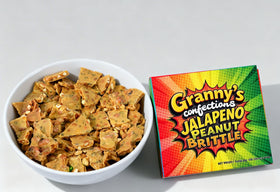 Granny's Confections jalapeño peanut brittle hand-labeled pack signals small-batch care