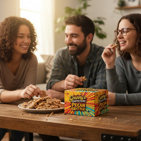 Display of four flavors of Granny's Confections brittle selection.