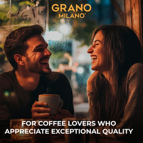 Grano Milano Espresso pods highlighted for an intense, quick coffee moment.