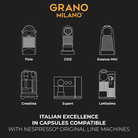 Grano Milano Lungo pods shown for a long, nuanced sip.