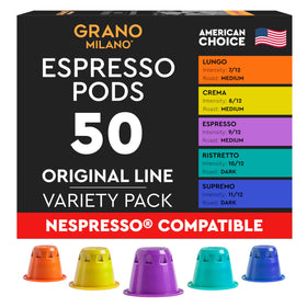 Grano Milano Ristretto pods displayed for a bold morning ritual and rich crema.