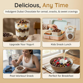 Granolaful yogurt bowl topping delivers a crisp, chocolate-kissed bite.