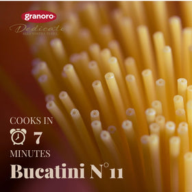 Granoro Dedicato Bucatini bronze-die extrusion preserves texture and aroma.