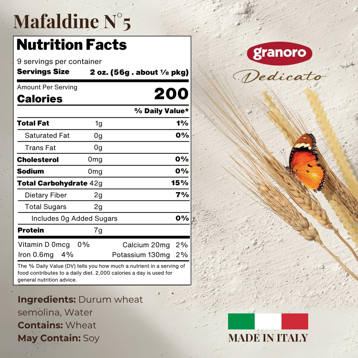 Granoro Dedicato Mafaldine No.5 long-curly-ribbons beautifully hold sauces.