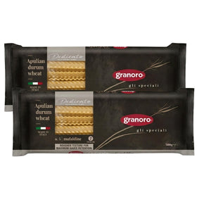 Granoro Dedicato Mafaldine No.5 rough-extrusion bronze-cut offers superior sauce retention.
