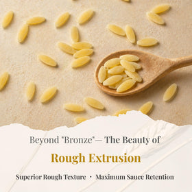 Granoro Dedicato Orzo69 bronze-drawn-details, rough surface helps sauce cling.