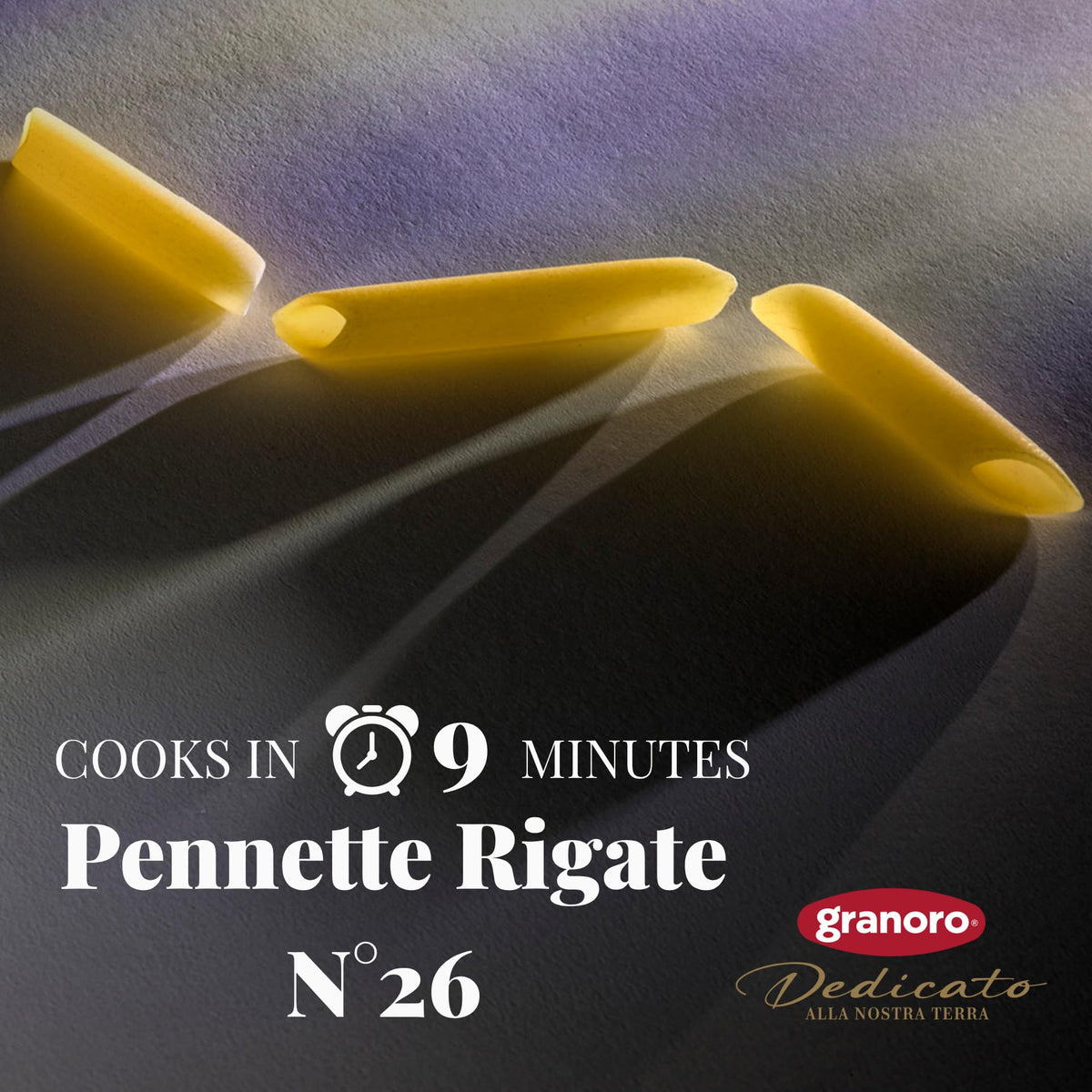 Granoro Dedicato Penne Rigate cooked to al dente perfection in a dish.