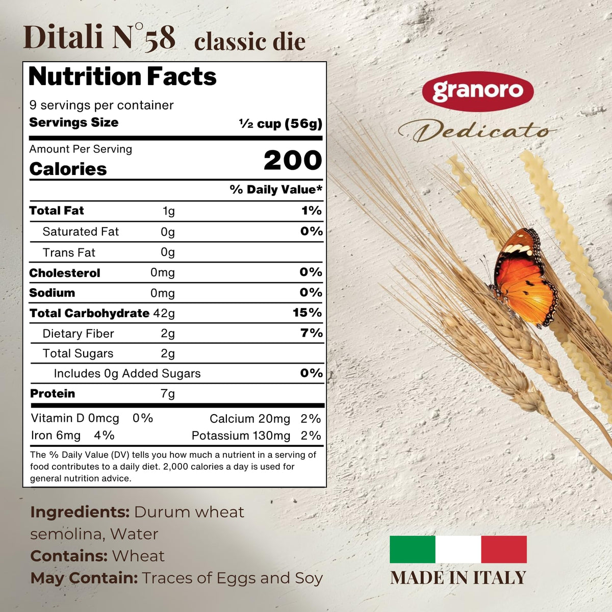 Granoro Ditali Lisci pasta showing al dente texture, ideal for hearty soups and creamy sauces.