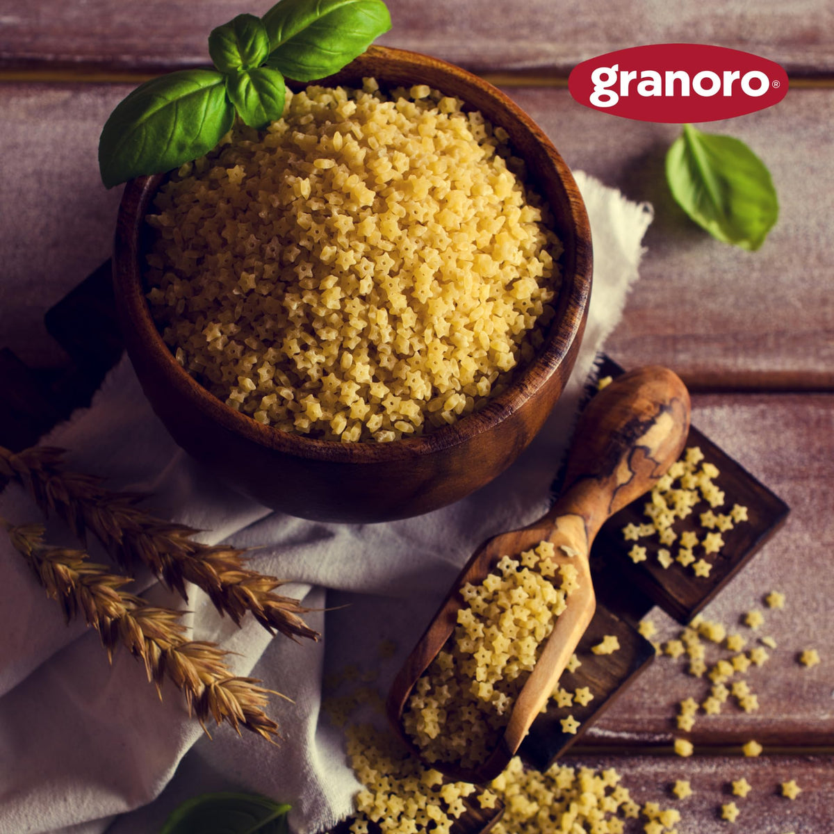 Granoro non-GMO vegan pasta ideal for soups and baby meals.