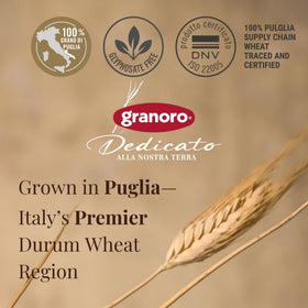 Granoro Dedicato pasta from Corato, celebrating a family-made tradition of quality.