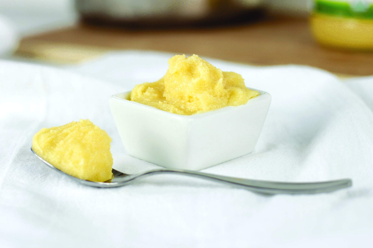 Ghee melting on warm surface demonstrates heat tolerance for cooking