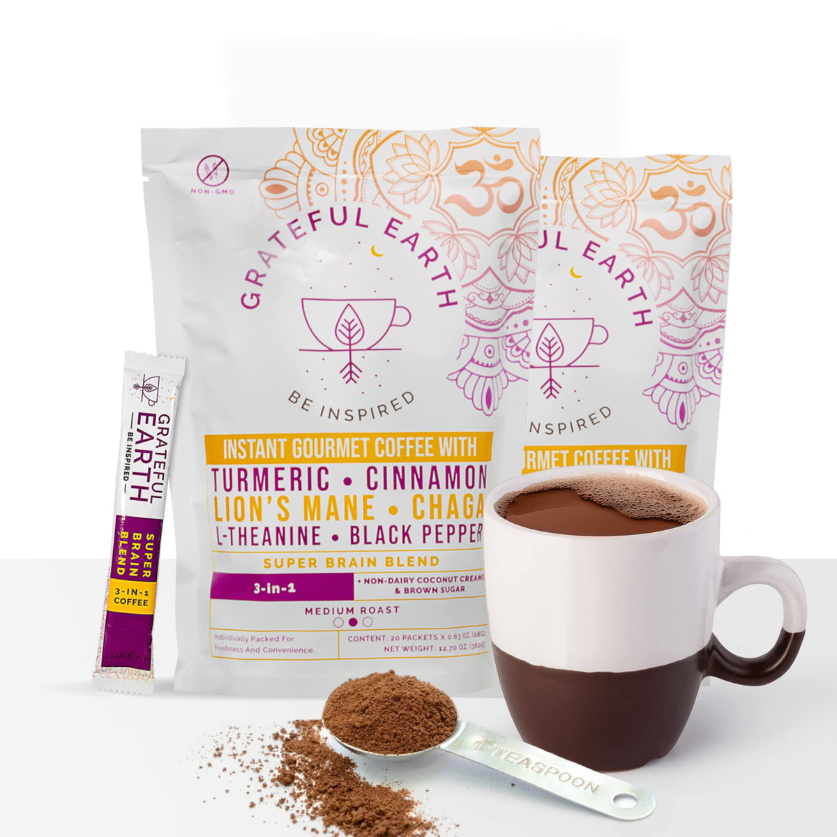 Grateful Earth chaga mushroom close-up showing superfood benefits