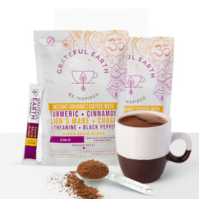 Grateful Earth chaga mushroom close-up showing superfood benefits