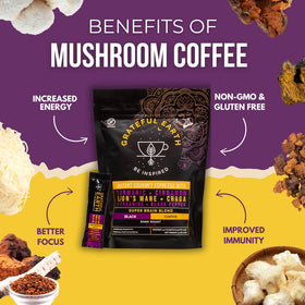 Grateful Earth Chaga mushroom blend offering a comforting, energizing cup.