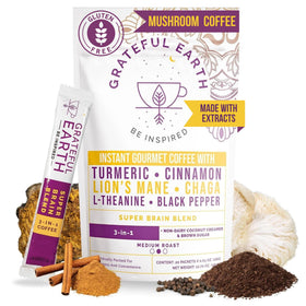Grateful Earth mushroom coffee packets for quick on-the-go energy and flavor