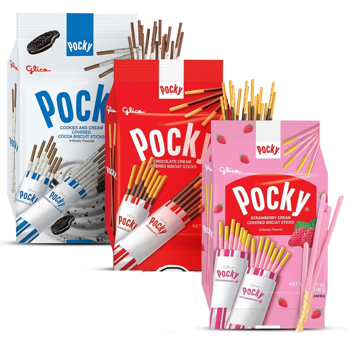 Grateful Grocer Pocky sticks strawberry front view for on-the-go snacking.