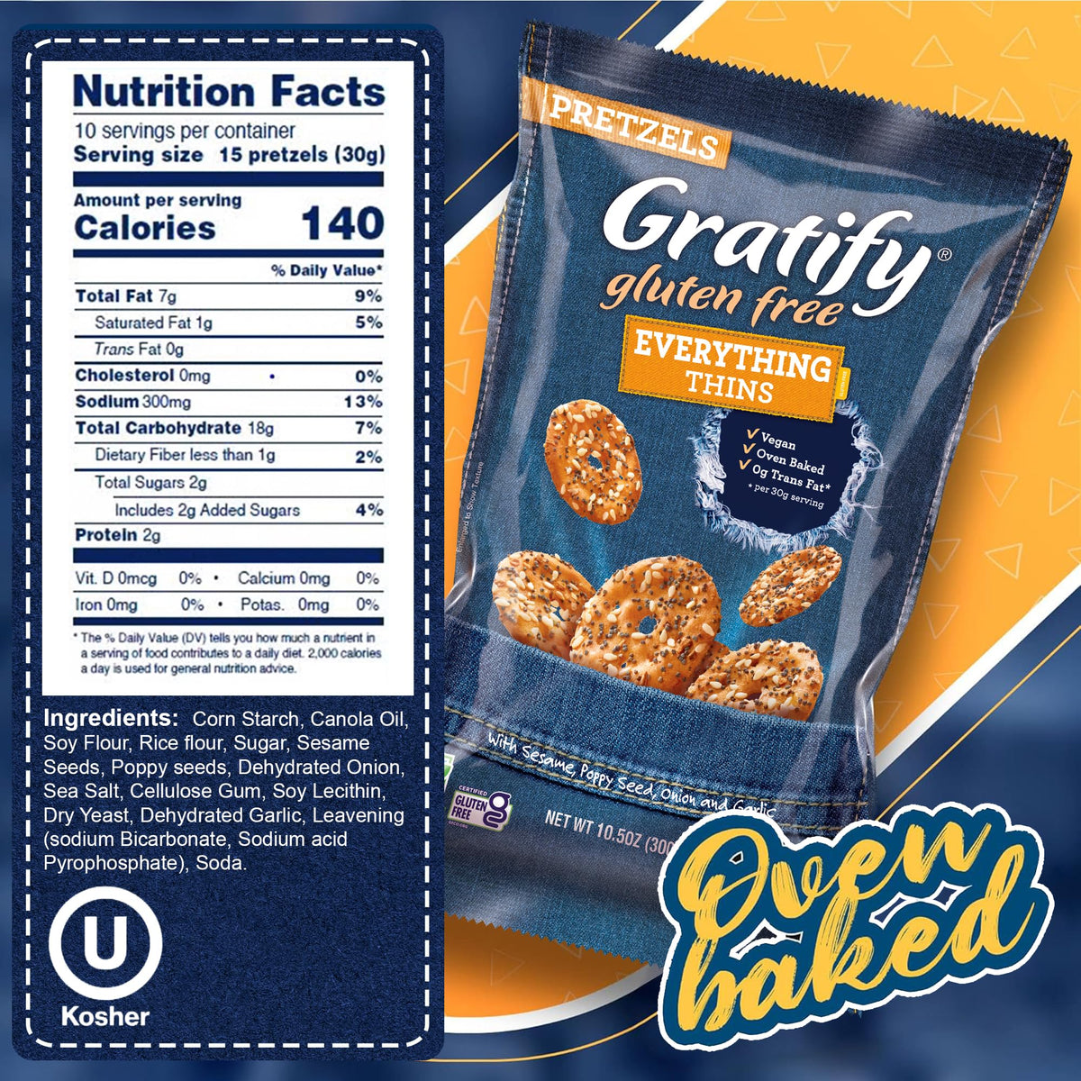Gratify Gluten Free Everything Thins with onion-garlic-seed seasoning delivering bold flavor in every bite.