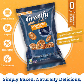 Gratify Gluten Free Everything Thins on a snack plate with dips, great for pairing and crunch.