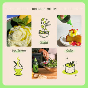 Graza Drizzle bottle on kitchen counter ready to finish dishes.