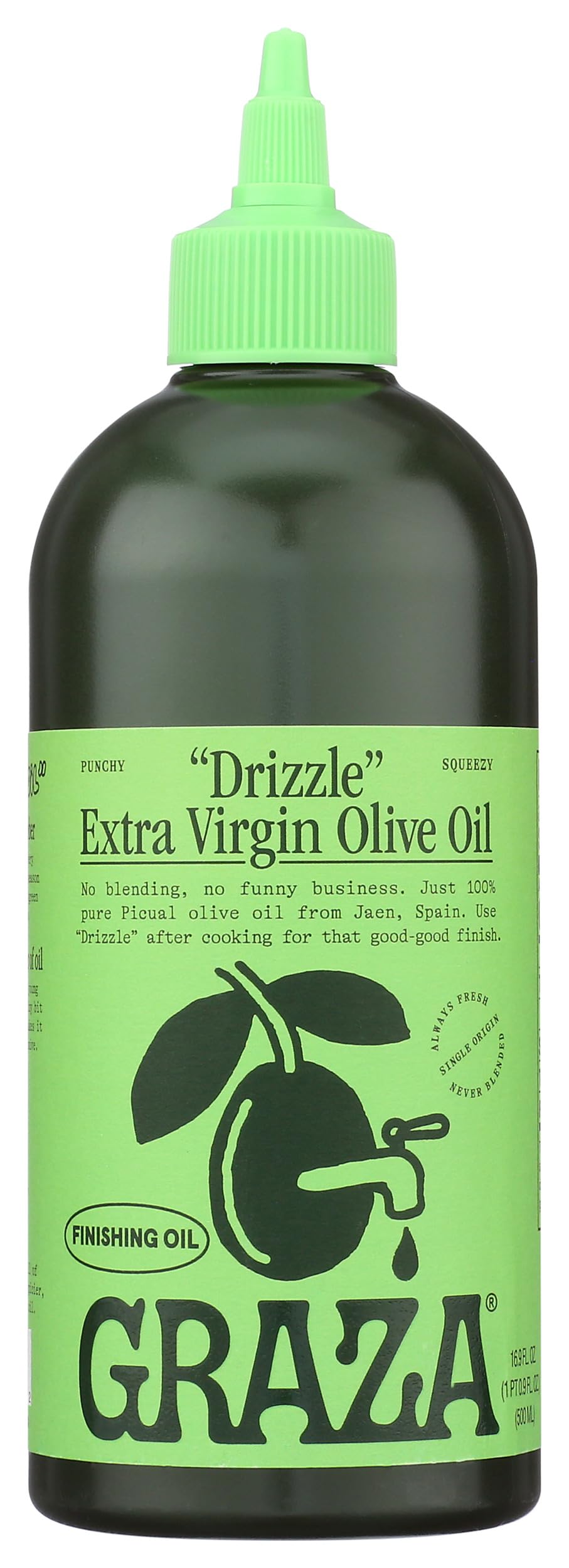 Graza Drizzle bottle with pour spout for easy drizzle over salads