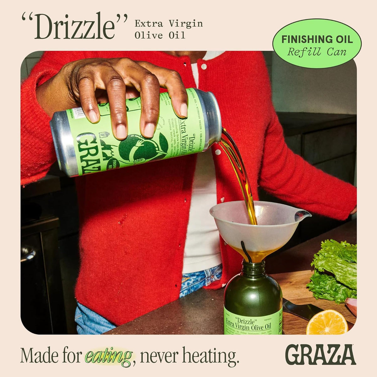 Graza Drizzle opaque can keeps oil fresh with nitrogen sealing