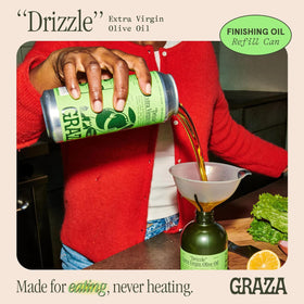 Graza Drizzle opaque can keeps oil fresh with nitrogen sealing