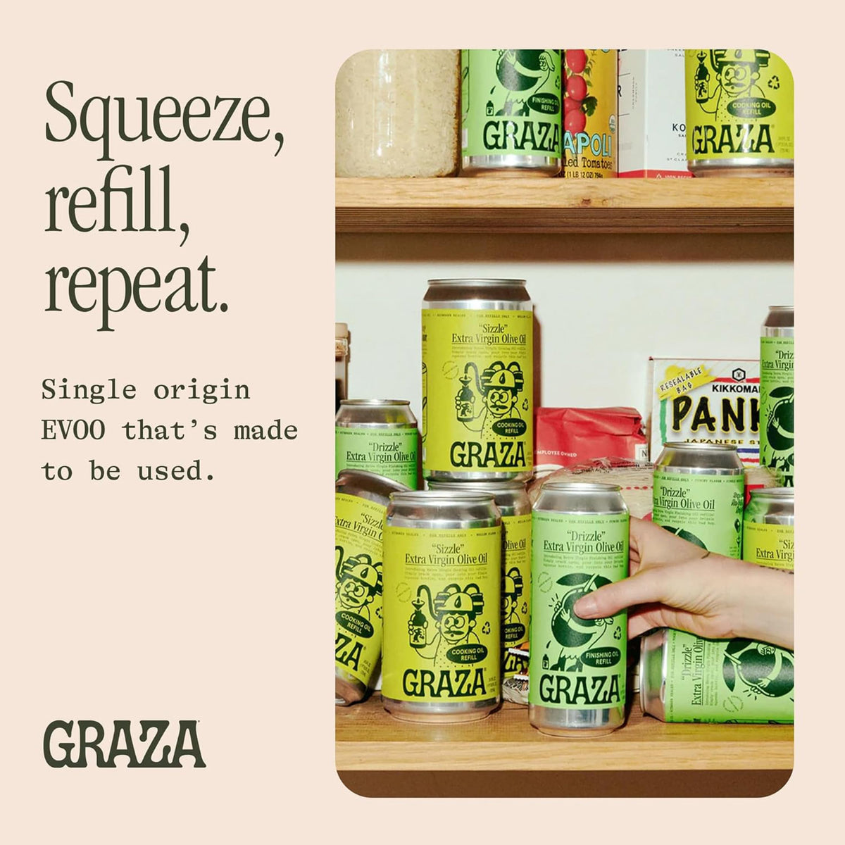 Graza Drizzle squeeze bottle setup ready for kitchen