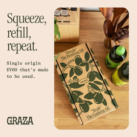 Graza single-origin label closeup highlights quality and origin.