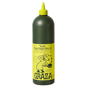 Graza Sizzle bottle front, ready for everyday cooking with a mellow, versatile EVOO.