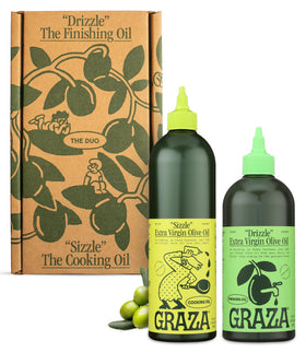 Graza Sizzle bottle pour demonstrates versatile cooking oil for everyday meals.