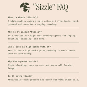 Graza Sizzle finish drizzle adds a light aromatic touch to dishes.