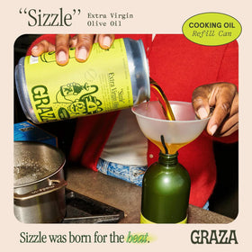 Graza Sizzle opaque nitrogen-sealed can preserves freshness and flavor.