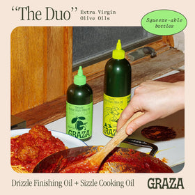 Graza Sizzle bottle pour—great for searing and roasting.