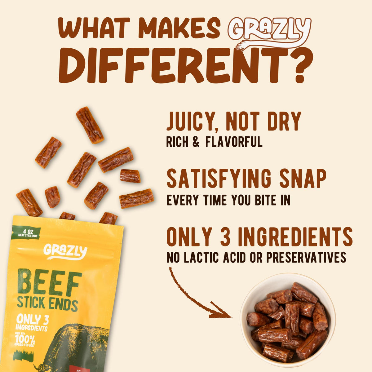 Grazly Bite-sized Ends snack ready for quick protein on the go.
