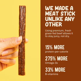 Grazly Grass-Fed Beef Sticks individually wrapped—easy to carry.