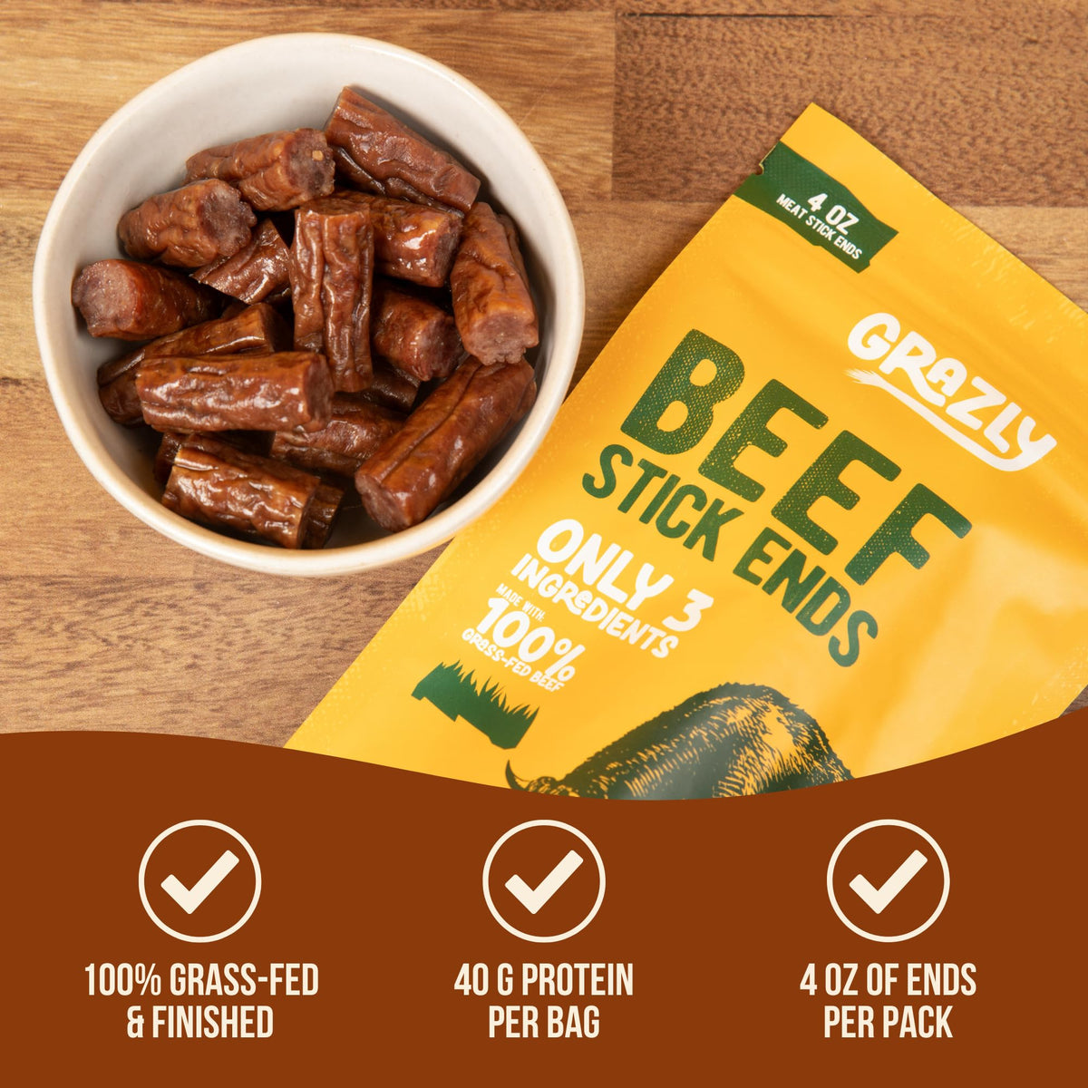 Grazly Rich meaty flavor image suggests a robust, tasty bite.