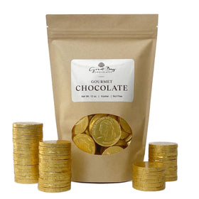 Great Bay Chocolates large milk coins packaging, ideal party favors.