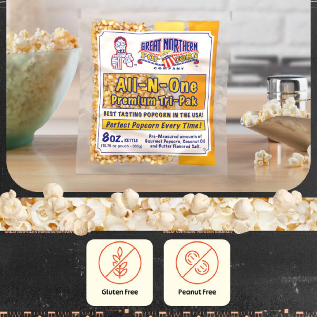 Great Northern Popcorn 2 gallons per pack yields ample servings for groups.